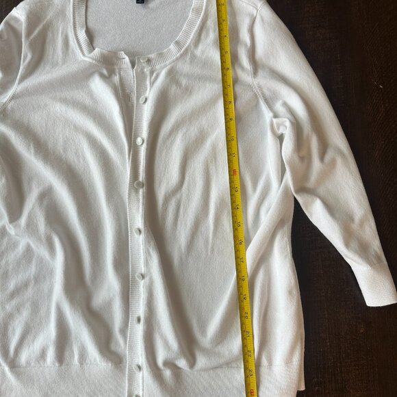 Talbots Pima Cotton 3/4 Sleeved White Cardigan Size 1X - Picture 5 of 5